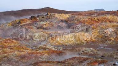 地热活动，热蒸汽从地面喷发，冰岛，<strong>火星</strong>景观